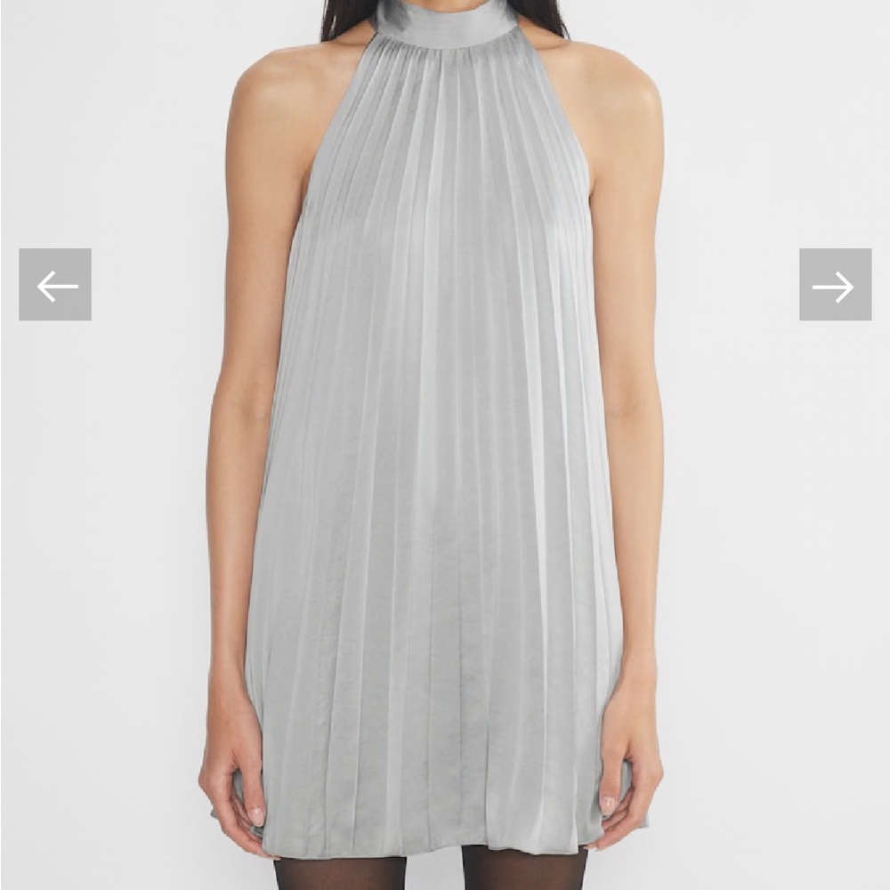 Aritzia Wilfred Marlene Satin Dress in Chrome Grey